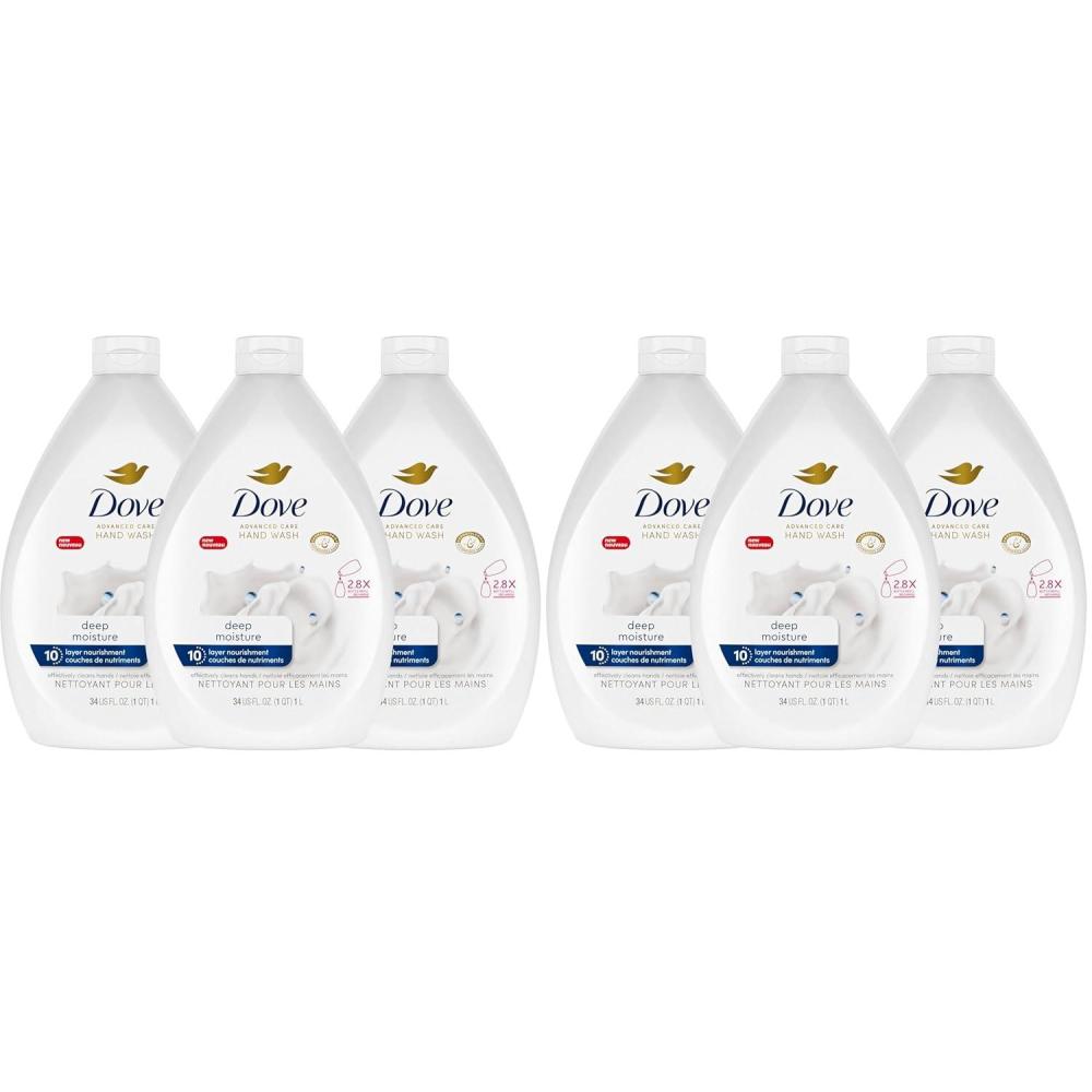 imageDove Advanced Care Hand Wash Refill Deep Moisture  Value Size Pack of 3 34 oz Refill Bottles  Moisturizing Liquid Hand Soap for Dry Skin34 Fl Oz Pack of 6
