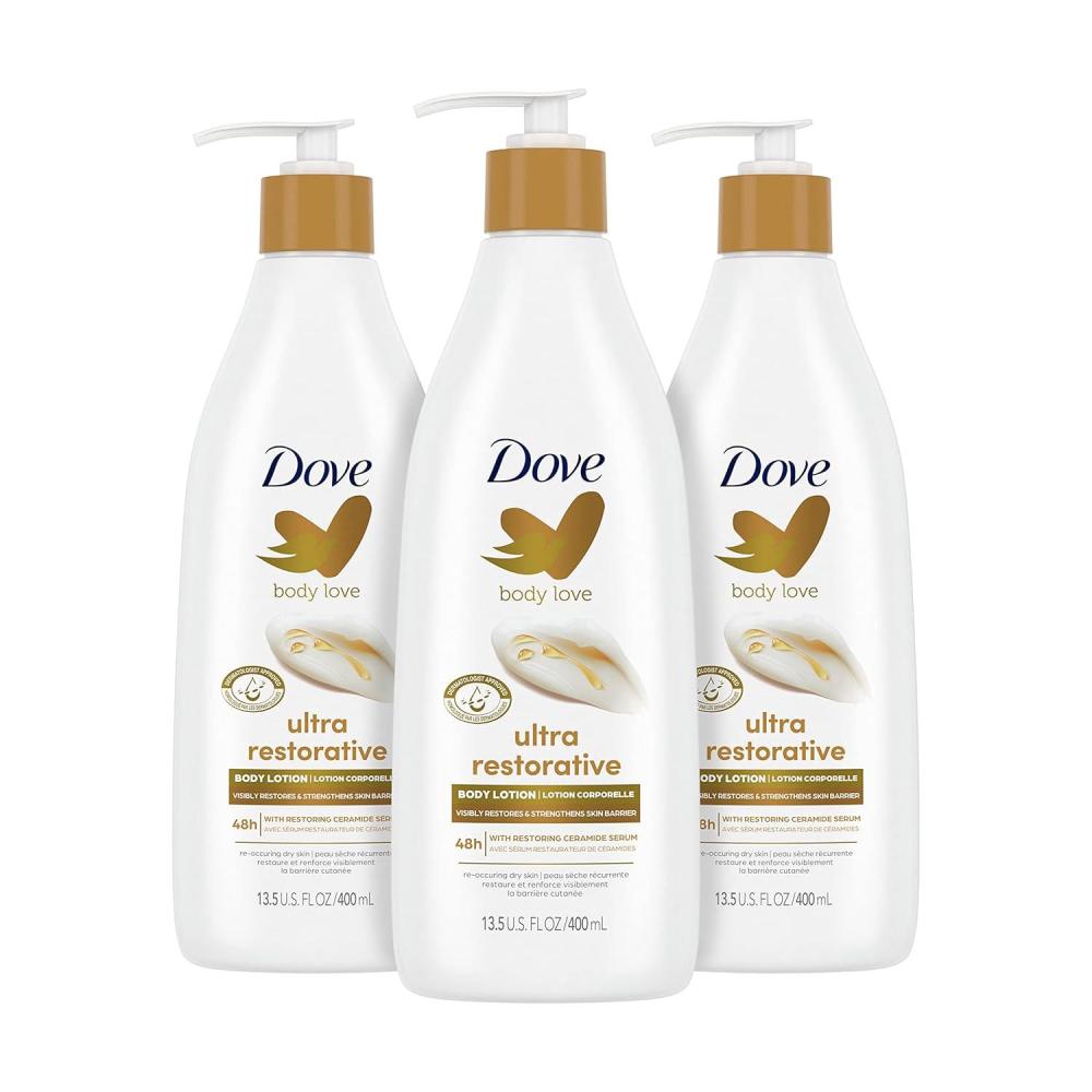 imageDove Body Love Body Lotion Restoring Care Pack of 3 for Reoccuring Dry Skin Visibly Improves Very Dry Skin 135 oz