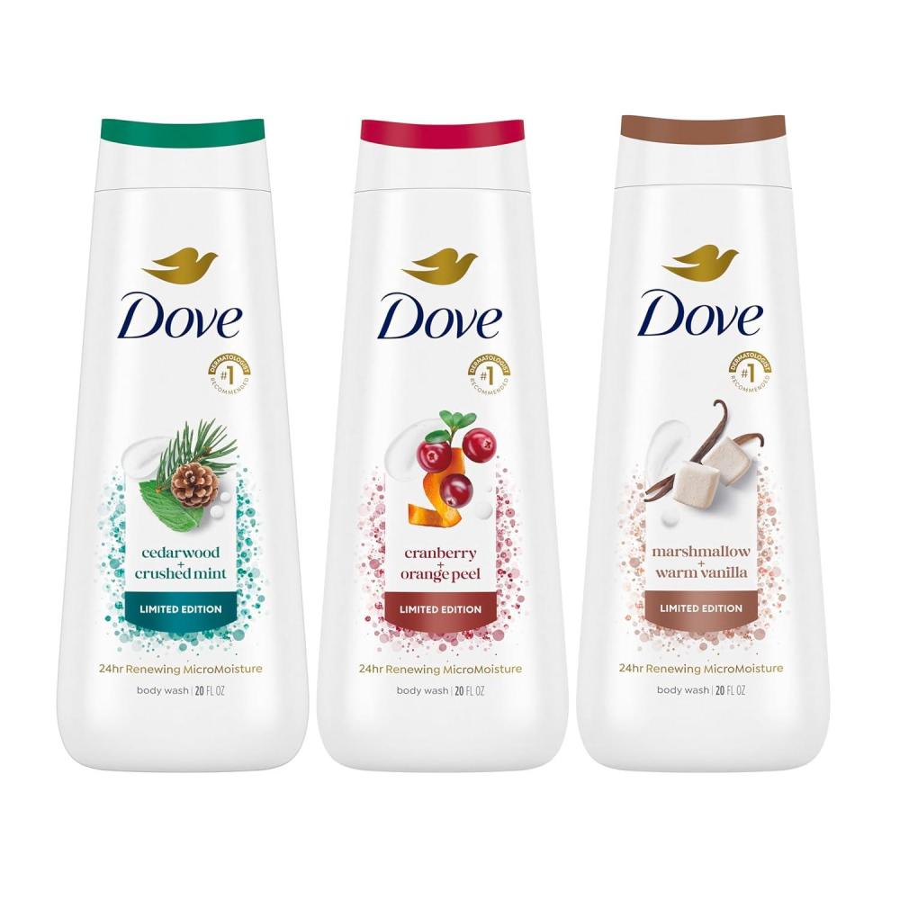 imageDove Body Wash 3 Count Mixed Pack for Renewed HealthyLooking Skin Gentle Skin Cleanser with 24hr Renewing MicroMoisture