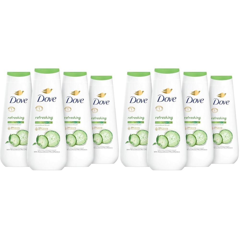 imageDove Body Wash Refreshing Cucumber and Green Tea 4 Count Refreshes Skin Cleanser That Effectively Washes Away Bacteria While Nourishing Your Skin 20 oz20 Fl Oz Pack of 8