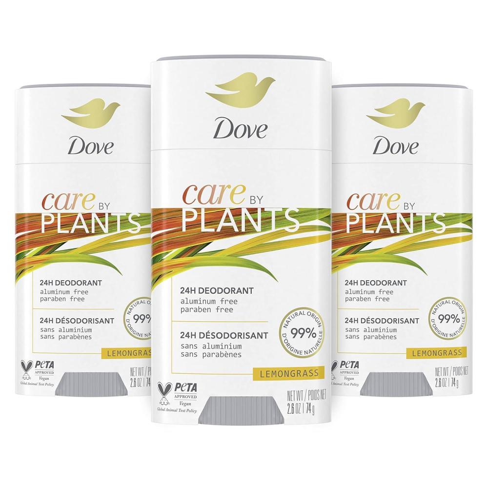 imageDove Care by Plants Deodorant Stick for longlasting deodorant protection Lemongrass aluminum free deodorant 26 oz 3 Count26 Ounce Pack of 3