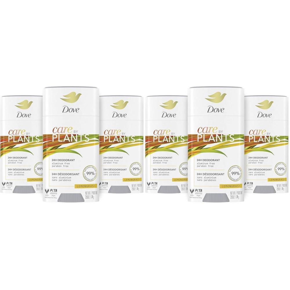 imageDove Care by Plants Deodorant Stick for longlasting deodorant protection Lemongrass aluminum free deodorant 26 oz 3 Count26 Ounce Pack of 6