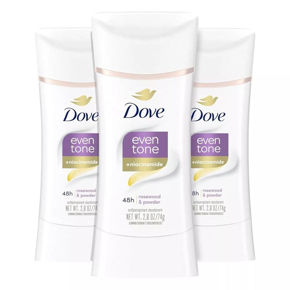 imageDove Even Tone Antiperspirant Deodorant Stick Apple Blossom amp Mango Butter 3 Count For Uneven Skin Tone 26 ozRosewood Powder