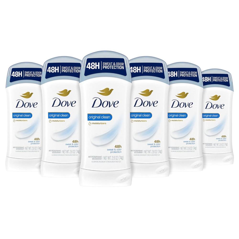 imageDove Invisible Solid Antiperspirant Deodorant Stick 2 Count Original Clean for Women For All Day Underarm Sweat amp Odor Protection 26 oz26 Ounce Pack of 6