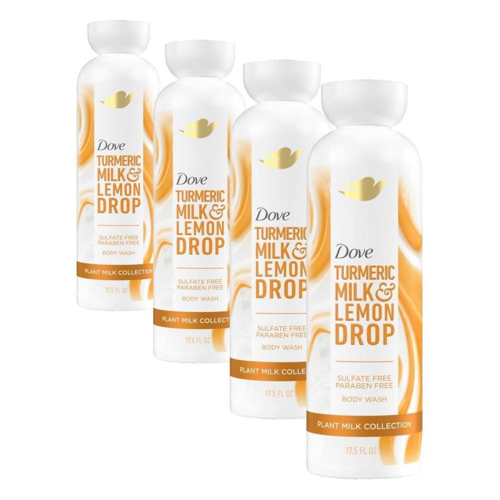 imageDove Plant Milk Cleansing Body Wash Turmeric amp Lemon for Moisturized Skin Gentle Cleanser No Sulfates or Parabens pH balanced 175 fl oz175 Fl Oz Pack of 4