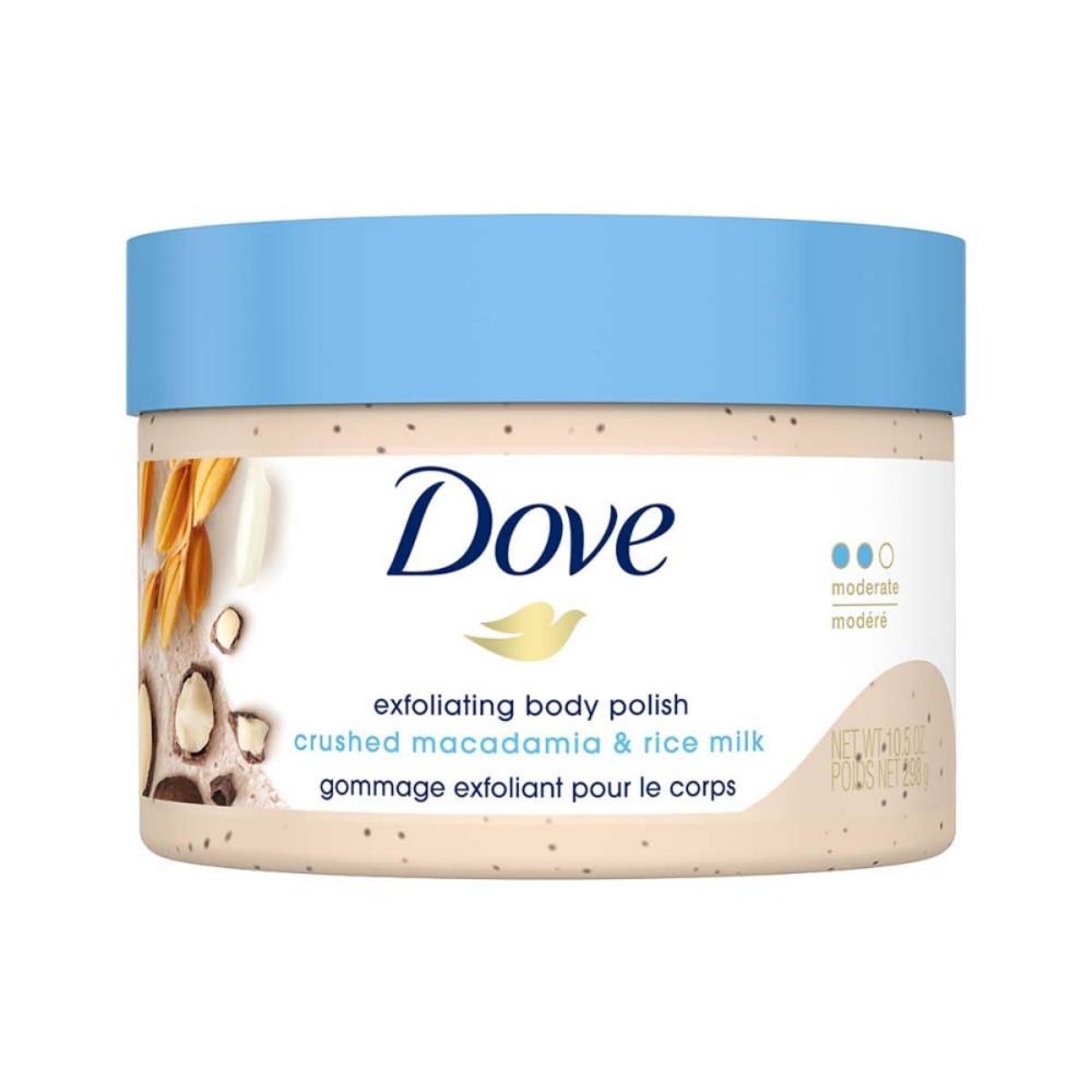imageDove Scrub Macadamia amp Rice Milk Reveals Visibly Smoother Skin Body Scrub That Nourishes Skin 105 oz105 Ounce Pack of 1