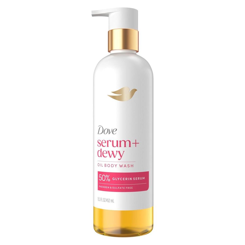 imageDove Serum Shower Oil Body Wash with Coconut amp Geranium Oil Dewy Hydrating Cleanser for Soft Skin 153 fl oz