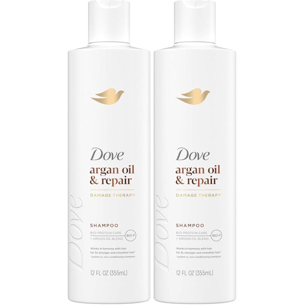 imageDove Shampoo Argan Oil amp Repair for Fine Hair with BioProtein Care Technology and Argan Oil Blend 12 Fl Oz12 Fl Oz Pack of 2