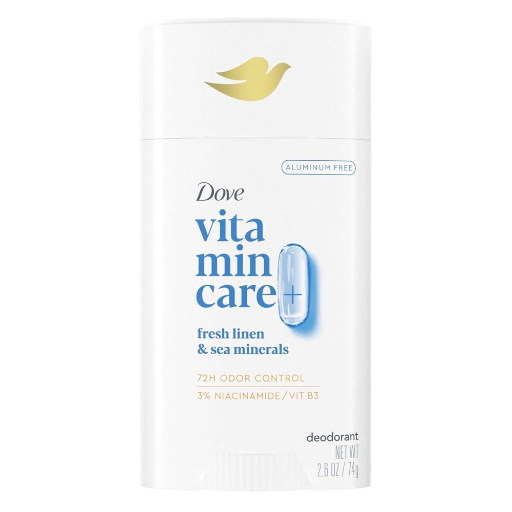 imageDove VitaminCare Deodorant Stick Fresh Linen amp Sea Mineral Aluminum Free 26 oz