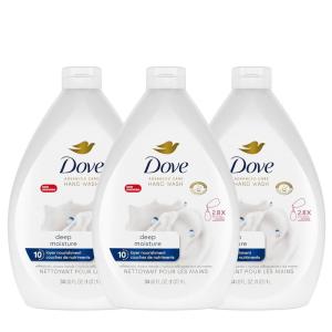 Dove Advanced Care Hand Wash Refill Deep Moisture – Value Size, Pack of 3 (34 oz Refill Bottles) | Moisturizing Liquid Hand Soap for Dry Skin(1 Count (Pack of 3))