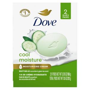 Dove Beauty Bar Soap Cool Moisture Cucumber & Green Tea Scent, 6 Bars for Refreshed Skin, Leaves Skin Refreshed 3.75 oz(3.75 Ounce (Pack of 2))