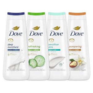 Dove Body Wash Deep Moisture, Sensitive Skin, Cucumber and Green Tea, and Shea Butter & Vanilla Collection 4 Count Skin Cleanser with 24hr Renewing MicroMoisture 20 oz(20 Fl Oz (Pack of 4))