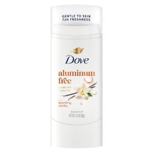 Dove Deodorant Stick Sparkling Vanilla for 72 Hour Odor Protection Aluminum Free 2.4 oz