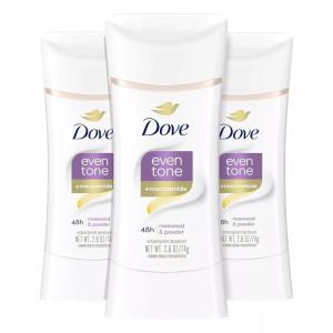 Dove Even Tone Antiperspirant Deodorant Stick Apple Blossom & Mango Butter 3 Count For Uneven Skin Tone 2.6 oz(Rosewood & Powder)