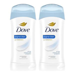 Dove Invisible Solid Antiperspirant Deodorant Stick 2 Count Original Clean, for Women, For All Day Underarm Sweat & Odor Protection 2.6 oz(2.6 Ounce (Pack of 2))