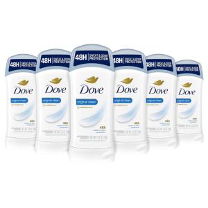 Dove Invisible Solid Antiperspirant Deodorant Stick 2 Count Original Clean, for Women, For All Day Underarm Sweat & Odor Protection 2.6 oz(2.6 Ounce (Pack of 6))