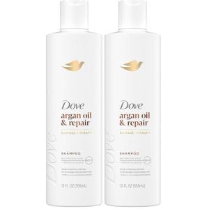 Dove Shampoo Argan Oil & Repair for Fine Hair with Bio-Protein Care Technology and Argan Oil Blend 12 Fl Oz(12 Fl Oz (Pack of 2))