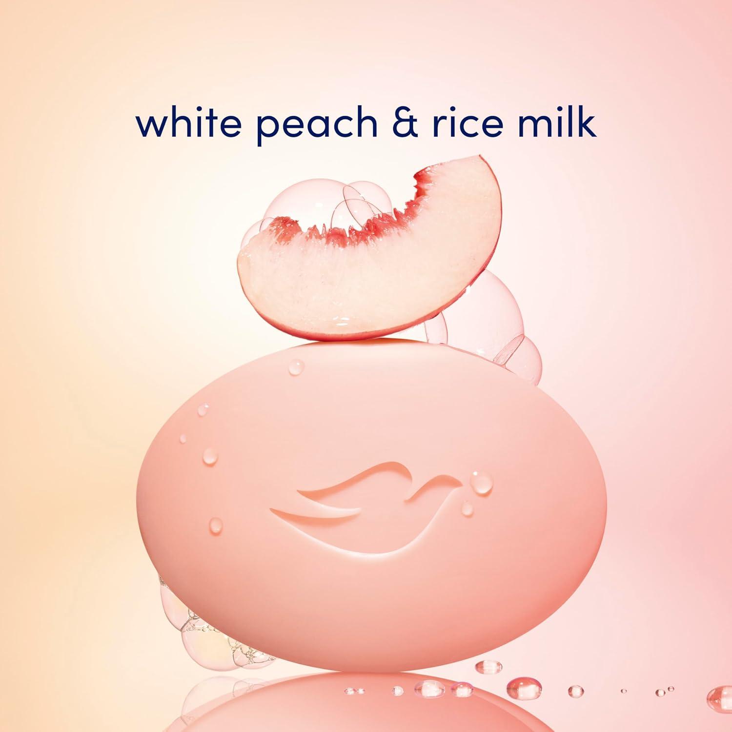 imageDove Beauty Bar Soap Rebalancing White Peach amp Rice Milk 14 Count for a Nourished and Moisturized Skin with Moisturizing Cream PlantBased Formula 375 oz