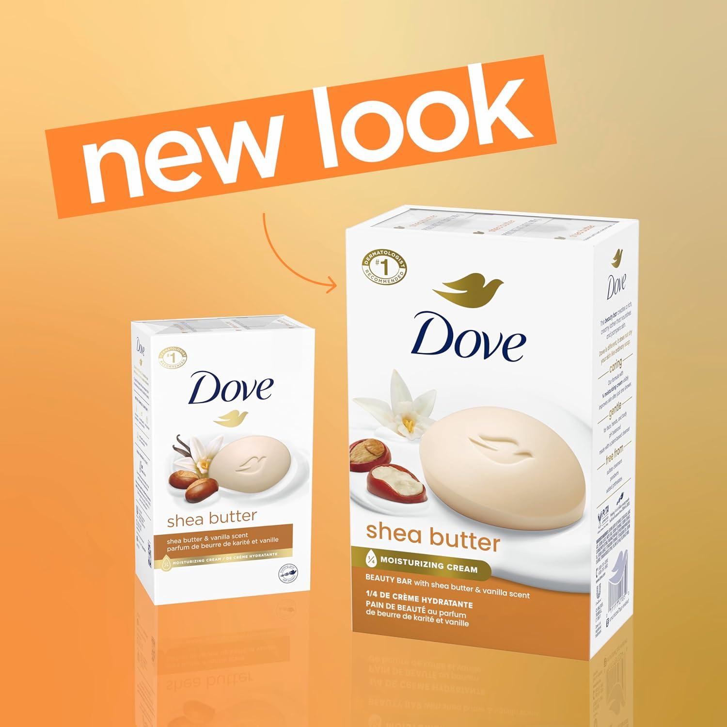 imageDove Beauty Bar Soap Shea Butter 4 Count for Nourished Radiant Skin Enriches Skin 375 oz1 Ounce Pack of 4