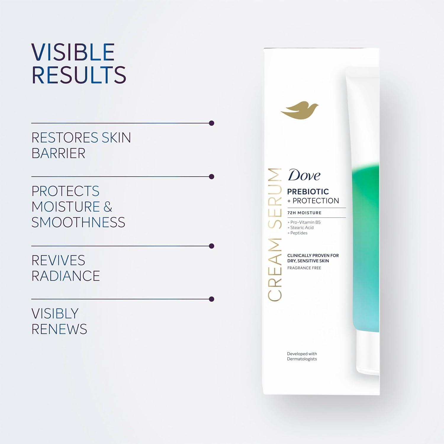 imageDove Body Cream Serum Prebiotic Protection for Dry Sensitive Skin with ProVitamin B5 Stearic Acid and Peptides Lotion 8 oz