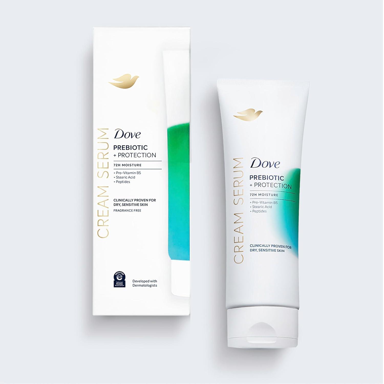 imageDove Body Cream Serum Prebiotic Protection for Dry Sensitive Skin with ProVitamin B5 Stearic Acid and Peptides Lotion 8 oz