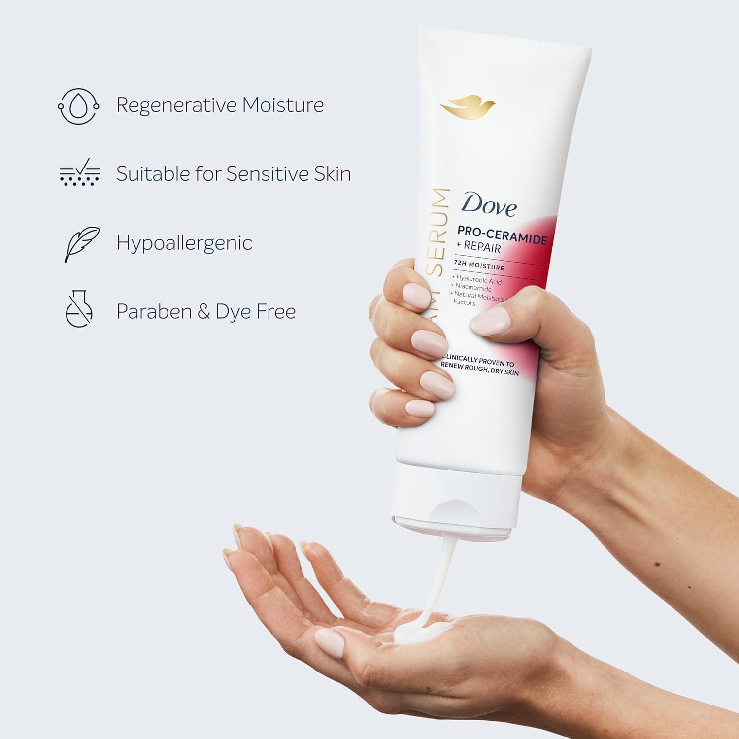imageDove Body Cream Serum ProCeramide Repair for Rough Extremely Dry Skin with Hyaluronic Acid Niacinamide and Natural Moisturizing Factors Lotion 8 oz