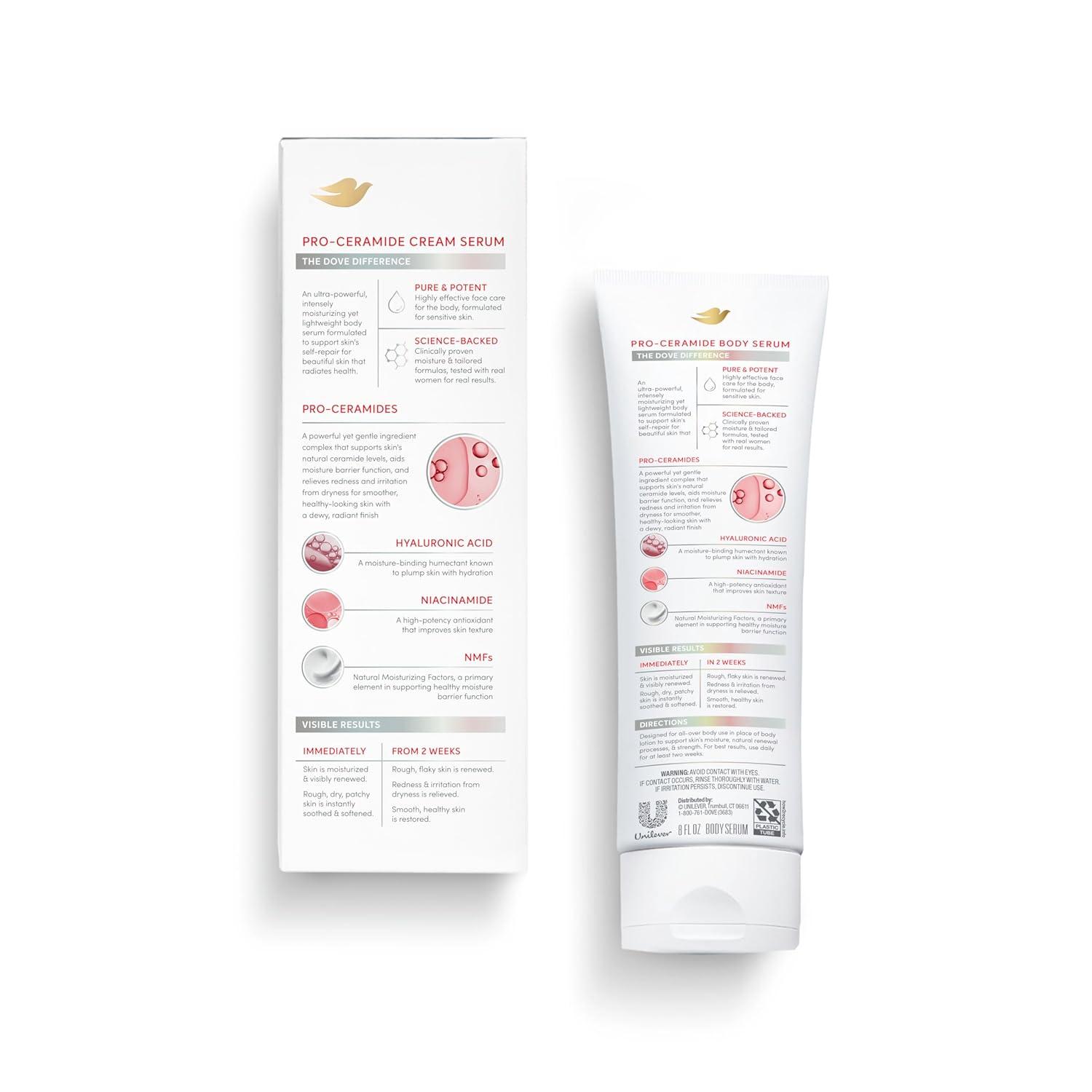 imageDove Body Cream Serum ProCeramide Repair for Rough Extremely Dry Skin with Hyaluronic Acid Niacinamide and Natural Moisturizing Factors Lotion 8 oz