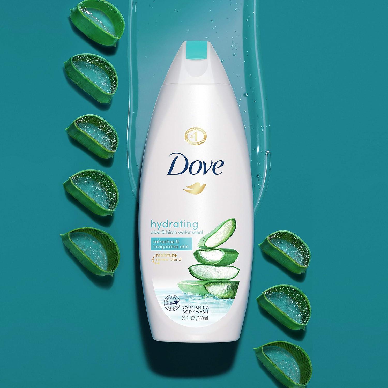 imageDove Body Wash 100 Gentle Cleansers Sulfate Free Hydrating Aloe and Birch Bodywash Gives You Softer Smoother Skin After Just One Shower 22 Fl Oz Pack of 4