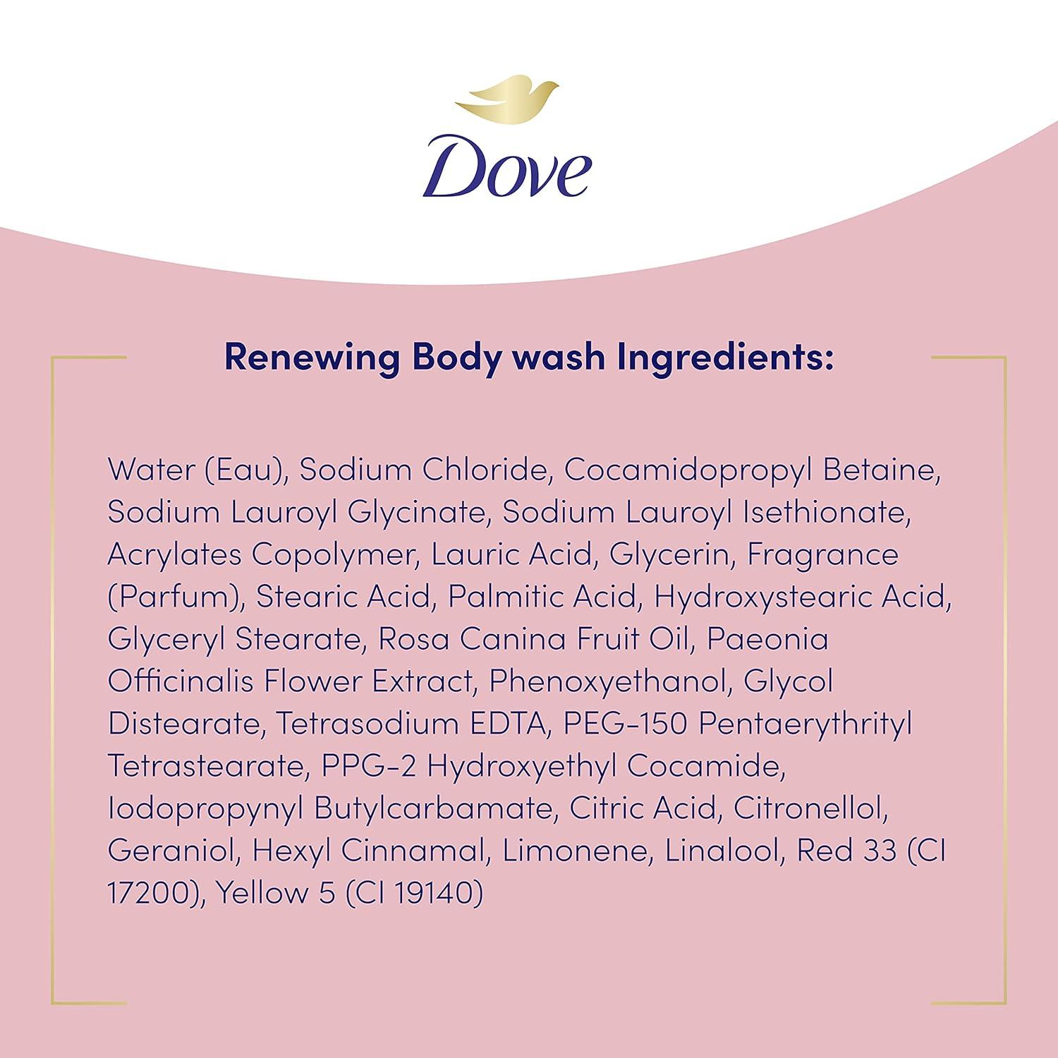 imageDove Body Wash 100 Gentle Cleansers Sulfate Free Peony and Rose Oil Effectively Washes Away Bacteria While Nourishing Your Skin 22 Fl Oz Pack of 4Peony and Rose Oil
