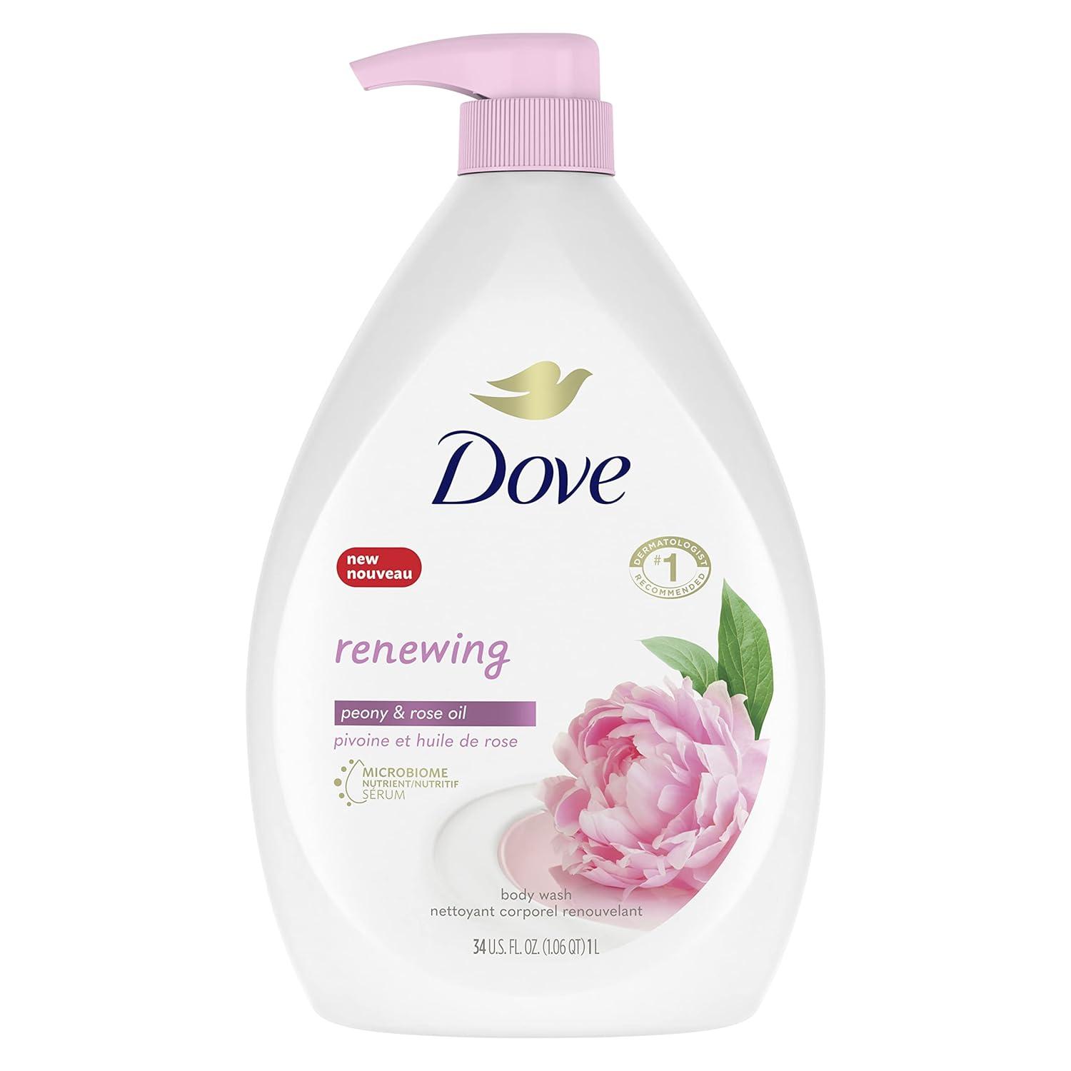 imageDove Body Wash 100 Gentle Cleansers Sulfate Free Peony and Rose Oil Effectively Washes Away Bacteria While Nourishing Your Skin 22 Fl Oz Pack of 4Peony and Rose Oil