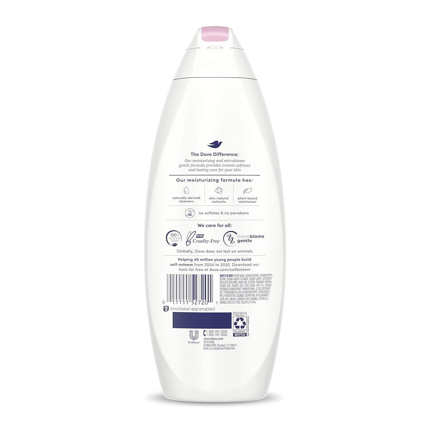 imageDove Body Wash 100 Gentle Cleansers Sulfate Free Peony and Rose Oil Effectively Washes Away Bacteria While Nourishing Your Skin 22 Fl Oz Pack of 4Peony and Rose Oil