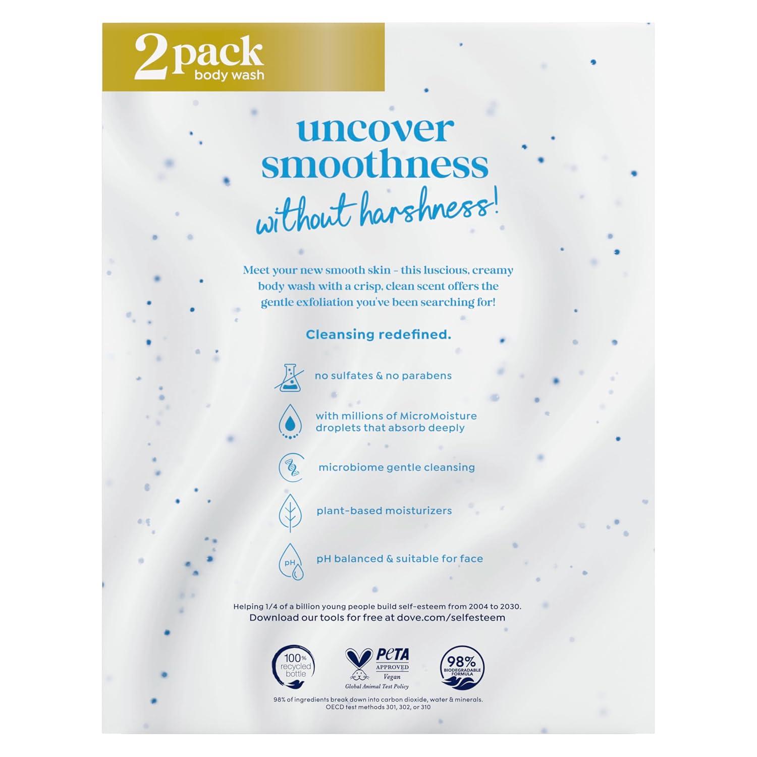 imageDove Body Wash 2 Count Gentle Exfoliating With Sea Minerals Instantly Reveals Visibly Smoother Skin Cleanser That Effectively Washes Away Bacteria While Nourishing Your Skin 20 ozFresh
