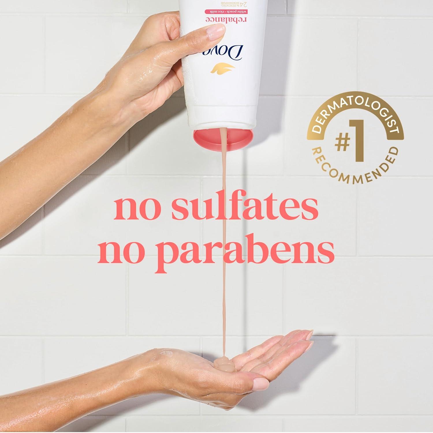 imageDove Body Wash 3 Count Rebalance White Peach amp Rice Milk For 24hr LotionSoft Skin Moisturizing Skin Cleanser with No Sulfates No Parabens