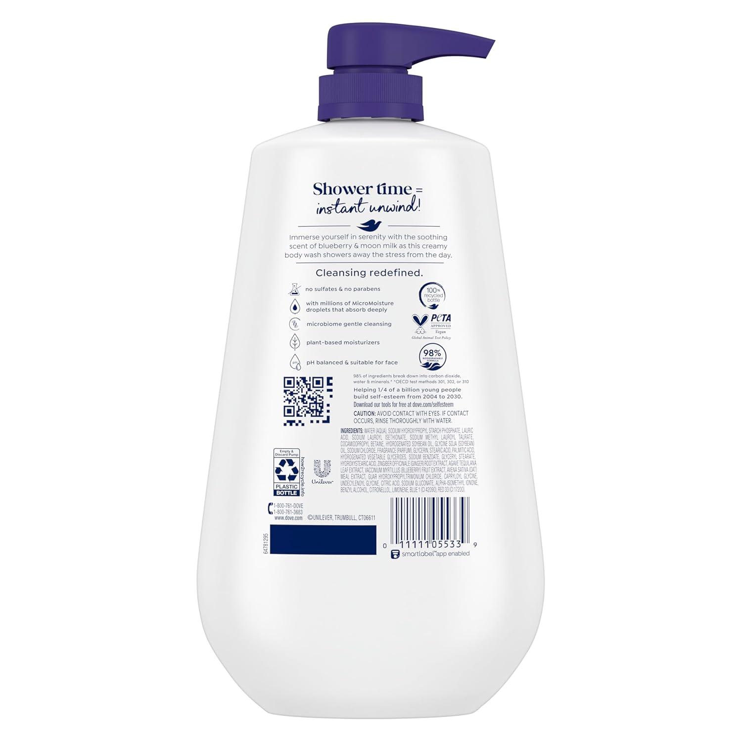 imageDove Body Wash 3 Count Unwind Blueberry amp Moon Milk For 24hr LotionSoft Skin Moisturizing Skin Cleanser with No Sulfates No Parabens