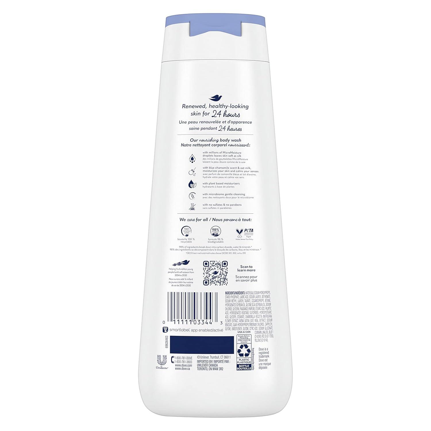 imageDove Body Wash AntiStress Blue Chamomile amp Oat Milk 4 Count for Renewed HealthyLooking Skin Moisturizing Gentle Skin Cleanser with 24hr Renewing MicroMoisture 20 ozBlue Chamomile Oat Milk