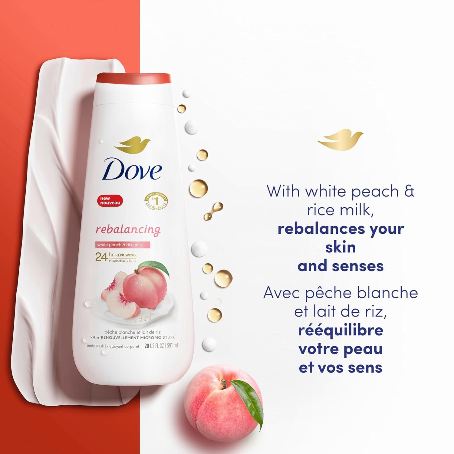 imageDove Body Wash AntiStress Blue Chamomile amp Oat Milk 4 Count for Renewed HealthyLooking Skin Moisturizing Gentle Skin Cleanser with 24hr Renewing MicroMoisture 20 ozWhite Peach Rice Millk