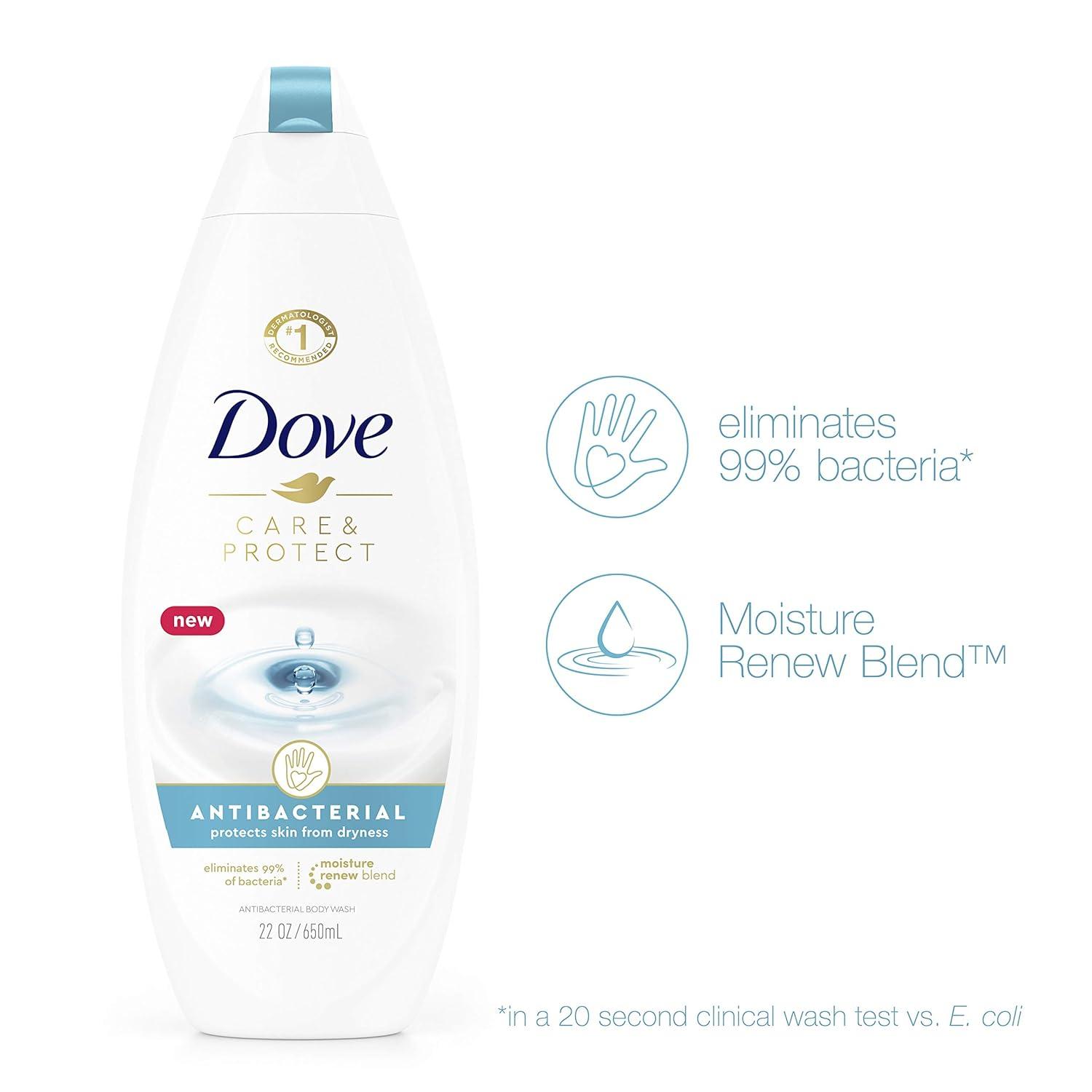imageDove Body Wash For All Skin Types Antibacterial Body Wash Protects from Dryness 22 Fl Oz Pack of 4