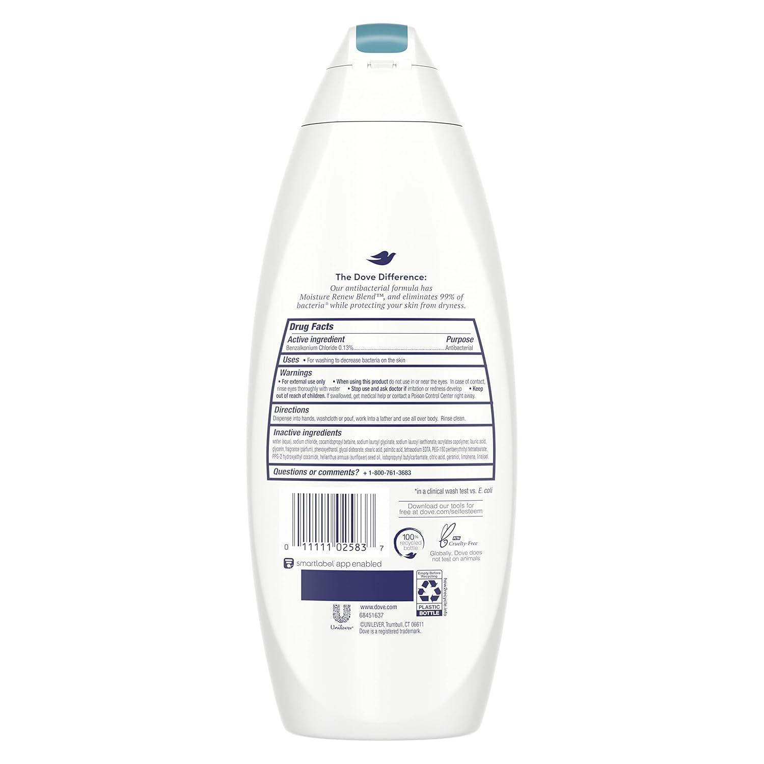 imageDove Body Wash For All Skin Types Antibacterial Body Wash Protects from Dryness 22 Fl Oz Pack of 4