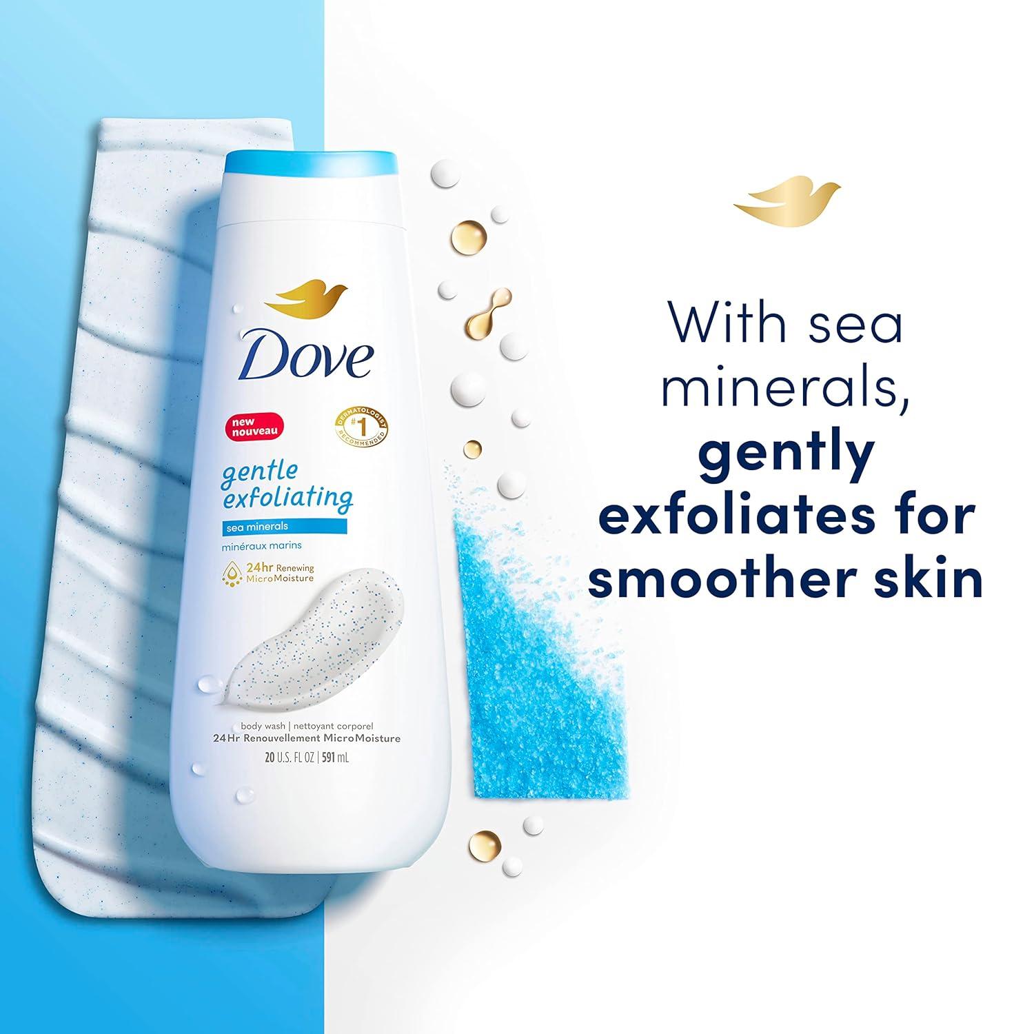 imageDove Body Wash Gentle Exfoliating With Sea Minerals 4 Count Instantly Reveals Visibly Smoother Skin Cleanser That Effectively Washes Away Bacteria While Nourishing Your Skin 20 oz