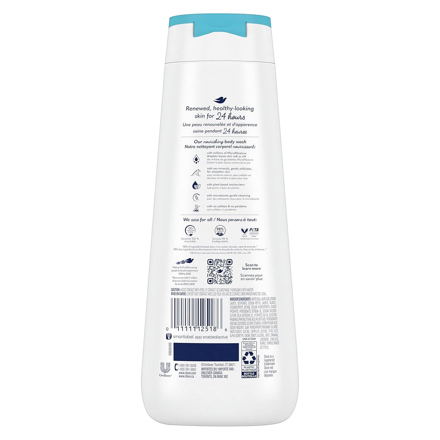 imageDove Body Wash Gentle Exfoliating With Sea Minerals 4 Count Instantly Reveals Visibly Smoother Skin Cleanser That Effectively Washes Away Bacteria While Nourishing Your Skin 20 oz