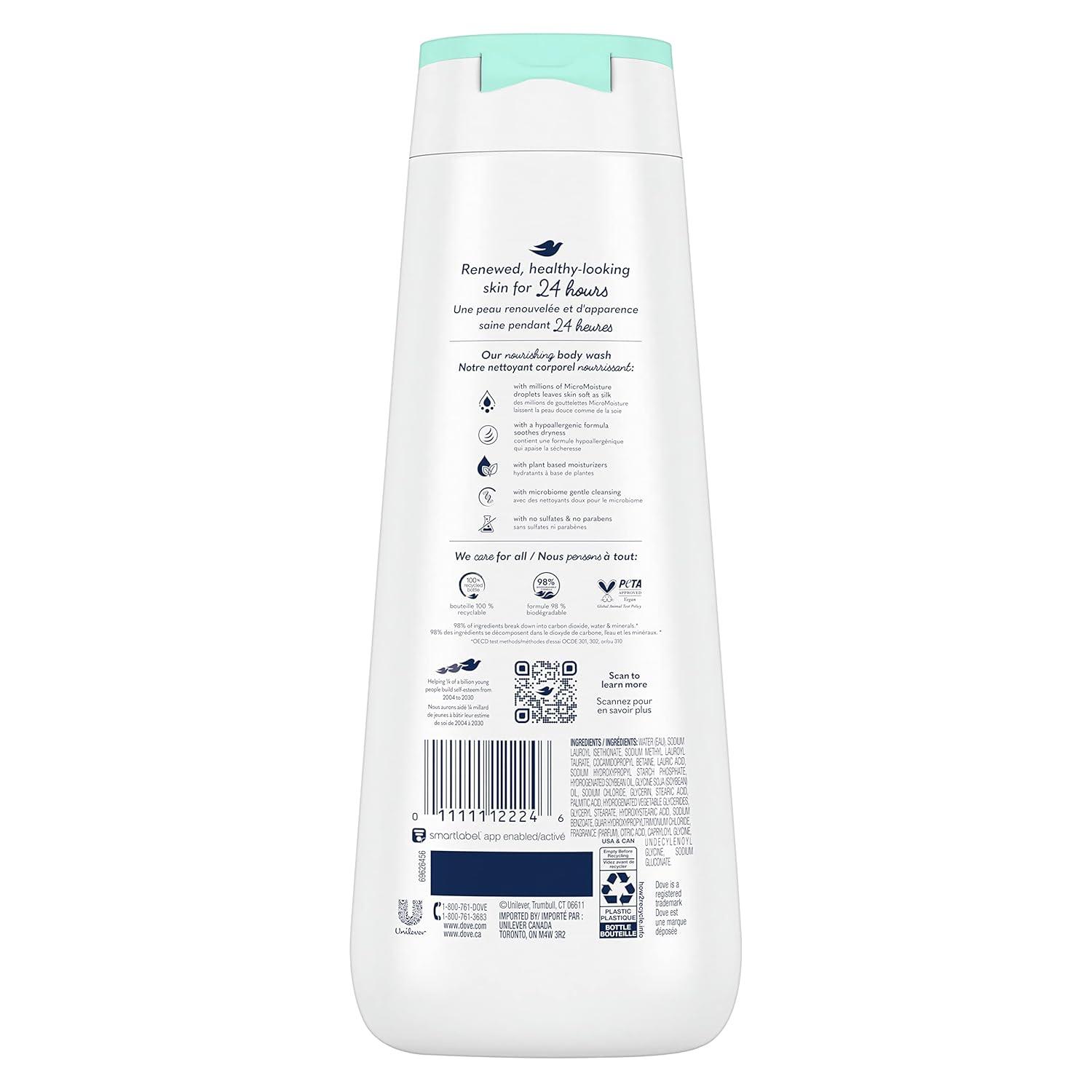 imageDove Body Wash Sensitive Skin 4 Count Hypoallergenic ParabenFree SulfateFree CrueltyFree Moisturizing Skin Cleanser Effectively Washes Away Bacteria While Nourishing Skin 20 oz20 Fl Oz Pack of 8