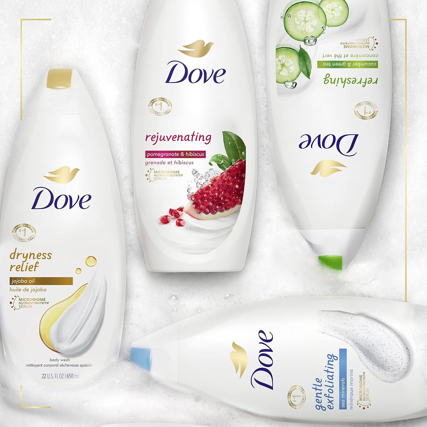 imageDove Body Wash for Dry Skin Dryness Relief Effectively Washes Away Bacteria While Nourishing Your Skin 22 oz Pack of 4