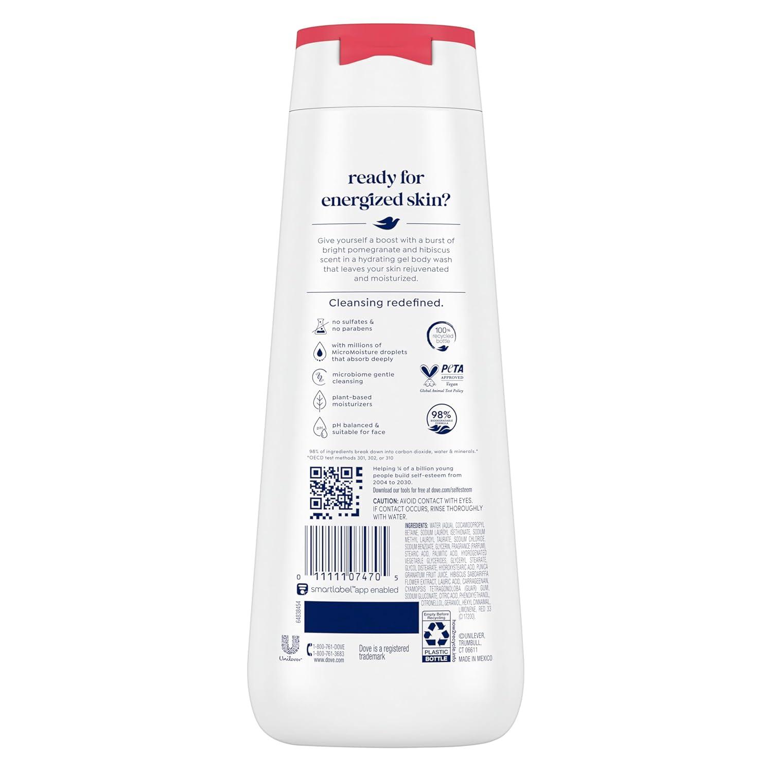 imageDove Body Wash for Softer Smoother Skin After Just One Use Pomegranate and Hibiscus Tea Sulfatefree Bodywash 20 Fl Oz Pack of 2Pomegranate