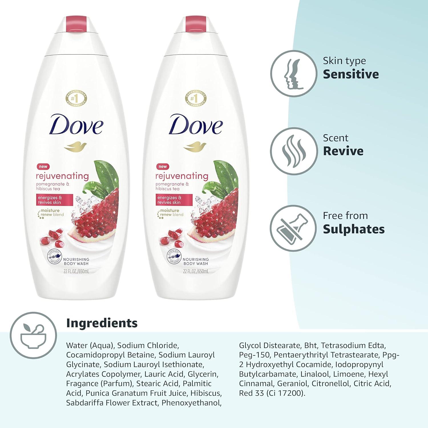 imageDove Body Wash for Softer Smoother Skin After Just One Use Pomegranate and Hibiscus Tea Sulfatefree Bodywash 20 Fl Oz Pack of 2Revive