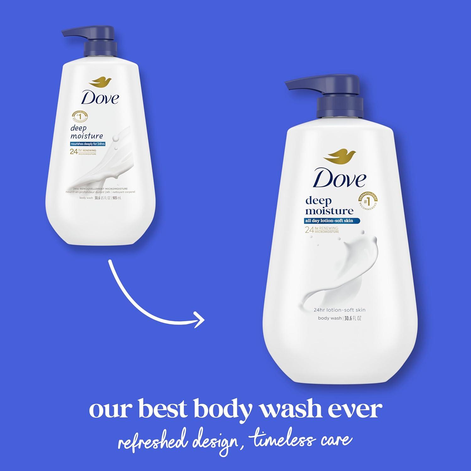 imageDove Body Wash with Pump 3 Count Deep Moisture for 24hr LotionSoft Skin Moisture Moisturizing Skin Cleanser with No Sulfates No Parabens306 Fl Oz Pack of 6