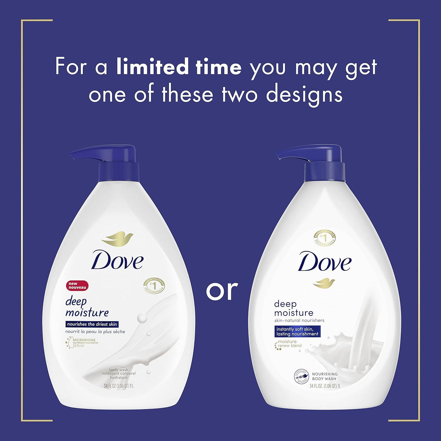 imageDove Body Wash with Pump with Skin Natural Nourishers for Instantly Soft Skin and Lasting Nourishment Deep Moisture Cleanser That Effectively Washes Away Bacteria While Nourishing Your Skin 34 oz 3 Count34 Fl Oz Pack of 3
