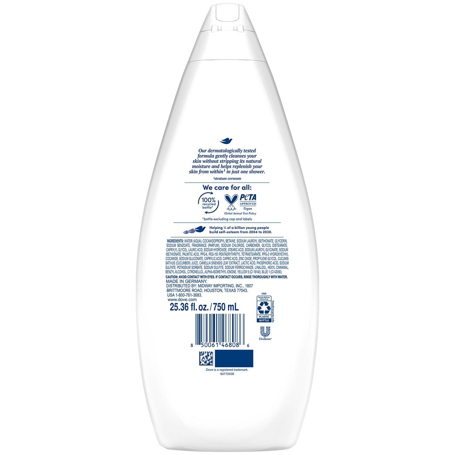 imageDove Body Wash with Pump with Skin Natural Nourishers for Instantly Soft Skin and Lasting Nourishment Deep Moisture Cleanser That Effectively Washes Away Bacteria While Nourishing Your Skin 34 oz 3 Count22 Fl Oz Pack of 4