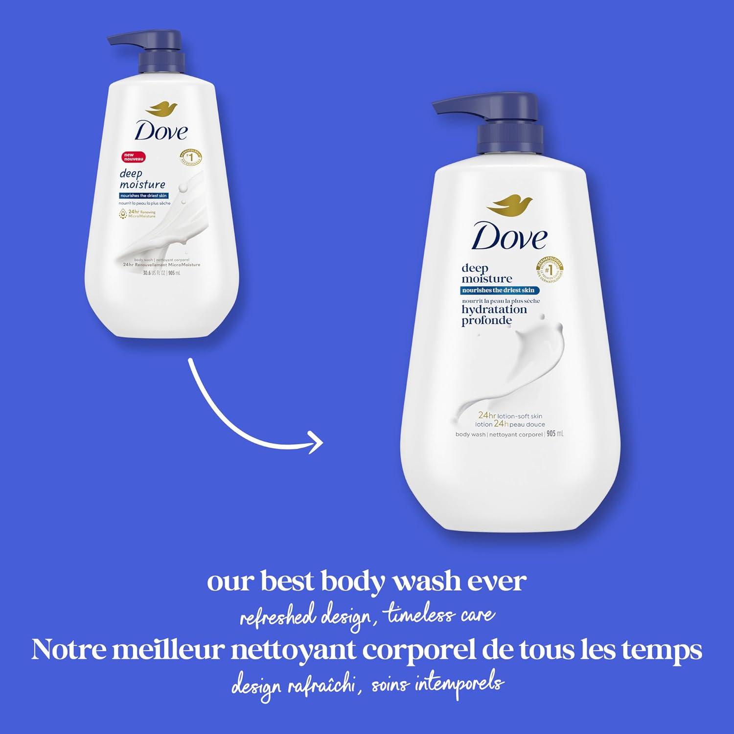 imageDove Body Wash with Pump with Skin Natural Nourishers for Instantly Soft Skin and Lasting Nourishment Deep Moisture Cleanser That Effectively Washes Away Bacteria While Nourishing Your Skin 34 oz 3 Count306 Fl Oz Pack of 3