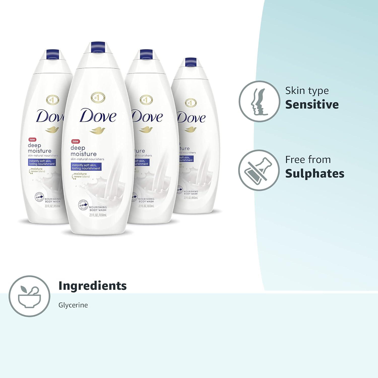 imageDove Body Wash with Pump with Skin Natural Nourishers for Instantly Soft Skin and Lasting Nourishment Deep Moisture Cleanser That Effectively Washes Away Bacteria While Nourishing Your Skin 34 oz 3 Count22 Fl Oz Pack of 20