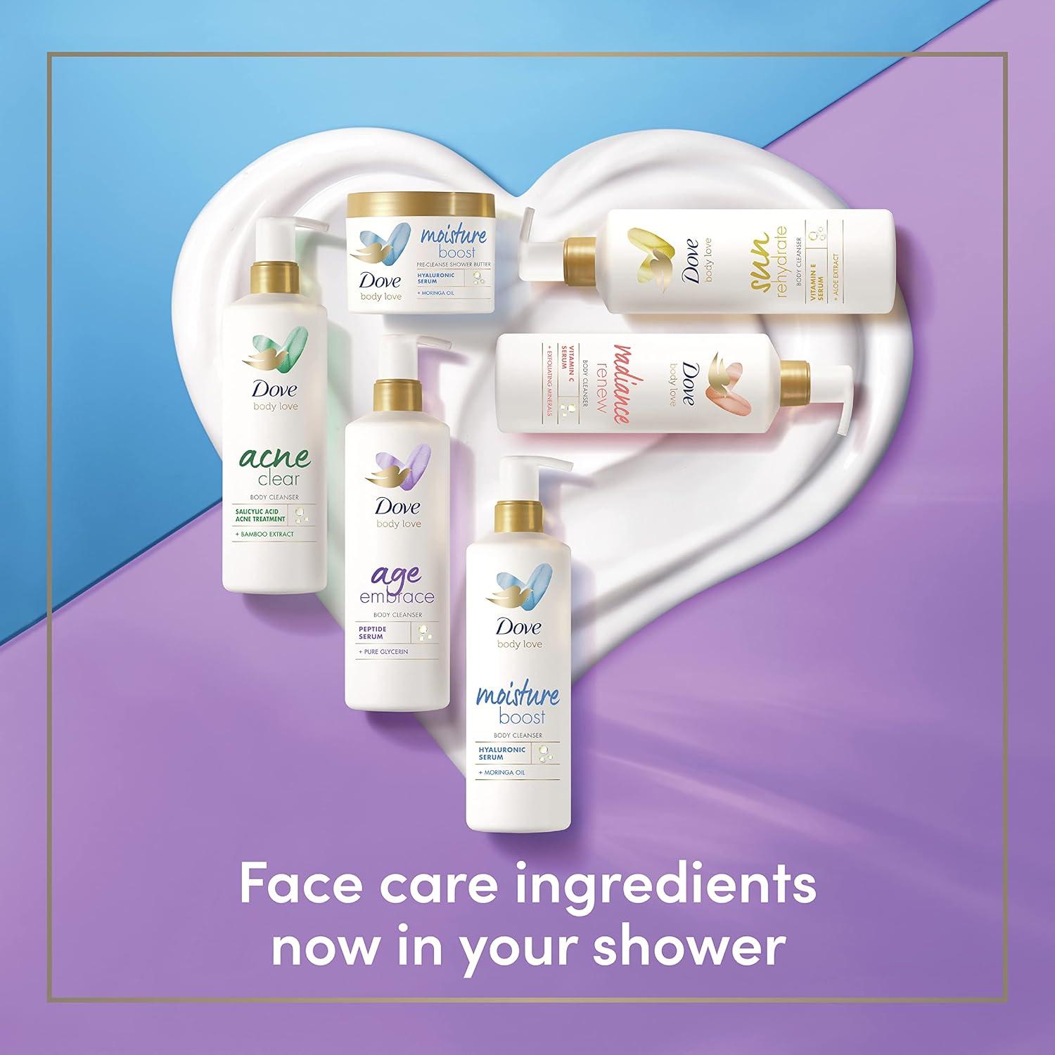 imageDove Body loveDrylotionBodyUnisexHyaluronic Acid and Moringa OilAdultMoisture BoostBody washCruelty FreeUnscented